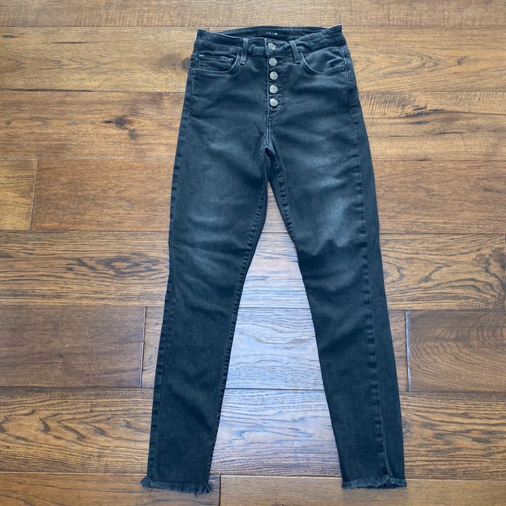 Joe’s Jeans Sweetzer high-rise button fly skinny ankle jeans, black, size 26